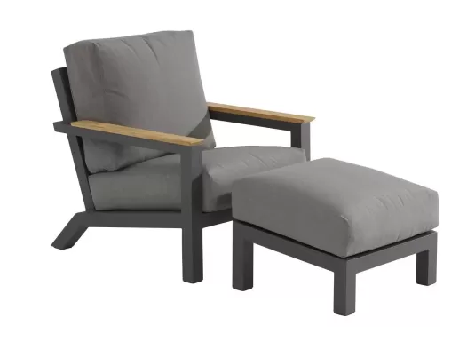 Fotel wypoczynkowy z podnóżkiem aluminiowy na taras CAPITOL