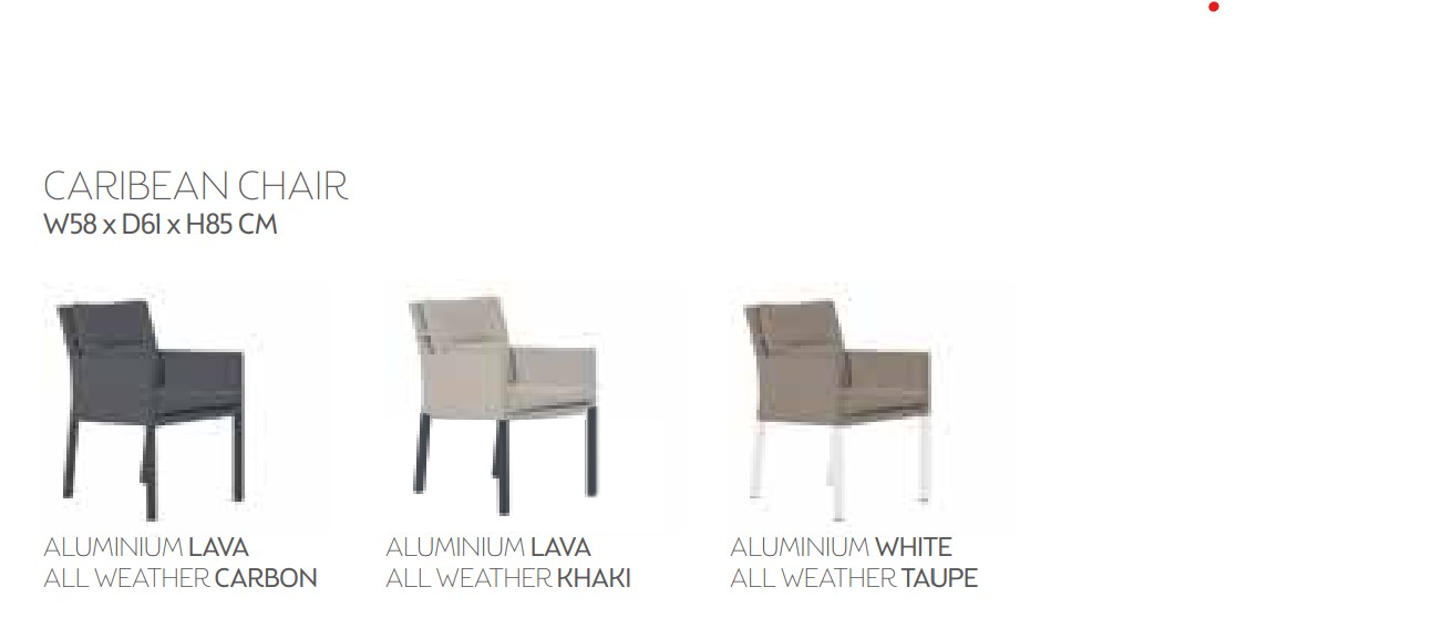 krzesła caribean aluminiowe i tekstylina