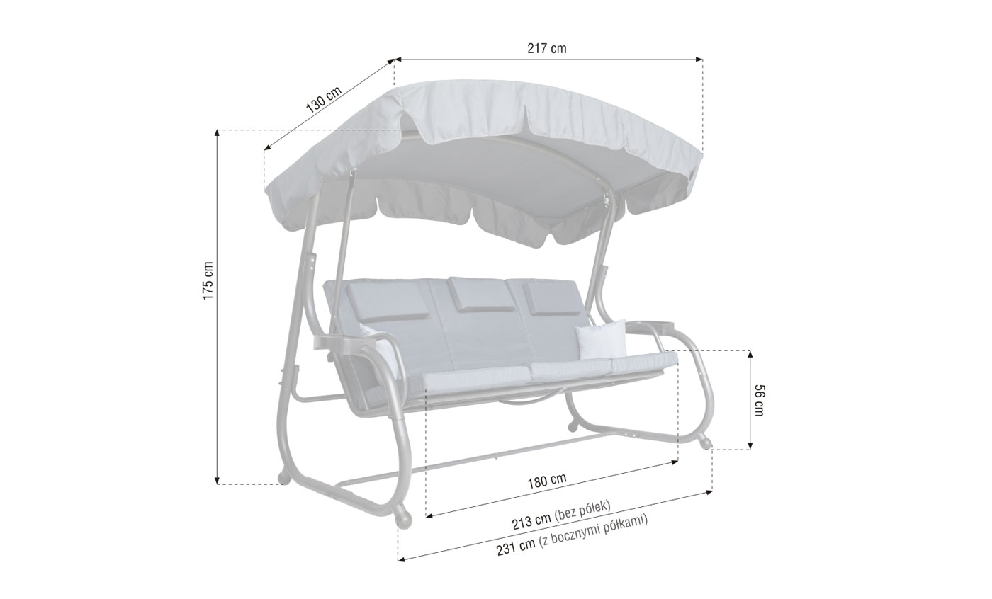wymiary huśtawki ogrodwej Pieve