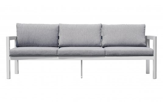 MARSIGLIA sofa ogrodowa aluminiowa 3-osobowa z poduszkami biały