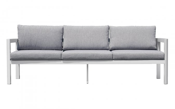 MARSIGLIA sofa ogrodowa aluminiowa 3-osobowa z poduszkami biały 