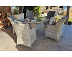 Jasnoszary zestaw obiadowy ogrodowy z technorattanu ASTI 135 