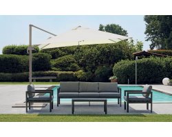 Kwadratowy parasol ogrodowy z nogą boczną TAUPE i poszyciem kremowym 3x3 TAKAMAKA