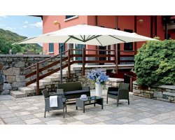 Parasol ogrodowy BATISTA 3×4 m z grafitowego aluminium i tkaniną ecru 