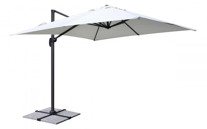 Parasol ogrodowy BATISTA 3×4 m z grafitowego aluminium i tkaniną ecru 