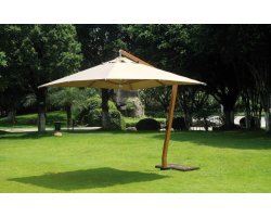 ekskluzywny parasol ogrodowy 3,x3,5 z nogą boczną efekt drewna