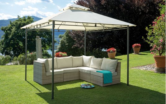 MAUNA Stylowy namiot ogrodowy 3×3 m z konstrukcją stalową i tkaniną poliestrową ecru MAUNA Stylowy namiot ogrodowy 3×3 m z konstrukcją stalową i tkaniną poliestrową ecru