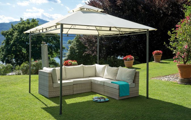 MAUNA Stylowy namiot ogrodowy 3×3 m z konstrukcją stalową i tkaniną poliestrową ecru
