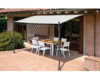 PEARL Pergola przyścienna 3×4 m – stalowa, piaskowa, z tkaniną poliestrową, idealna na taras