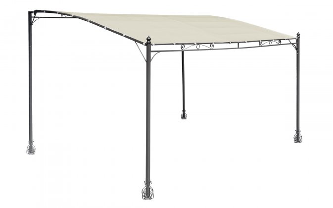 PEARL Pergola przyścienna 3×4 m – stalowa, piaskowa, z tkaniną poliestrową, idealna na taras