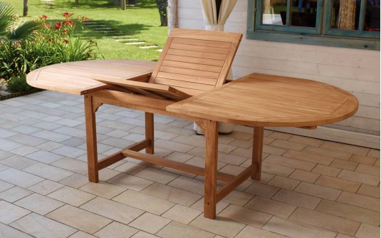 Stół ogrodowy ALICUDI 180/240×120 rozkładany z drewna teak na taras lub patio Stół ogrodowy ALICUDI 180/240×120 rozkładany z drewna teak na taras lub patio
