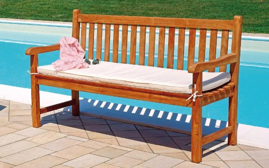 teakowa ławka ogrodowa 150 cm z poduszką LAMPEDUSA