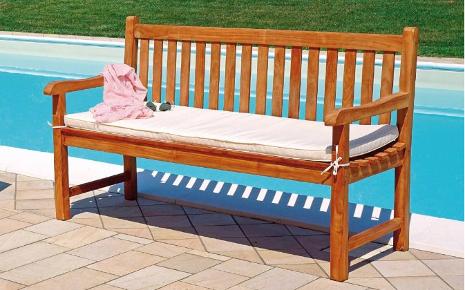 teakowa ławka ogrodowa 150 cm z poduszką LAMPEDUSA