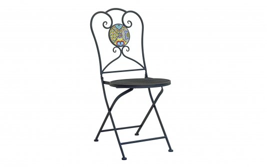 Składane krzesło stalowe retro kawiarniane MANGU mozaika Składane krzesło stalowe retro kawiarniane MANGU mozaika