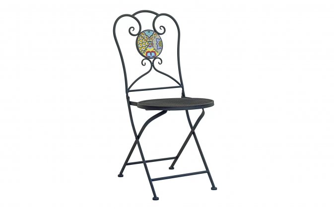 Składane krzesło stalowe retro kawiarniane MANGU mozaika
