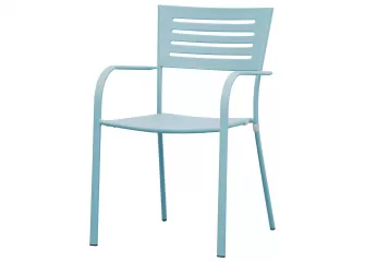 niebieski stalowy fotel horeca