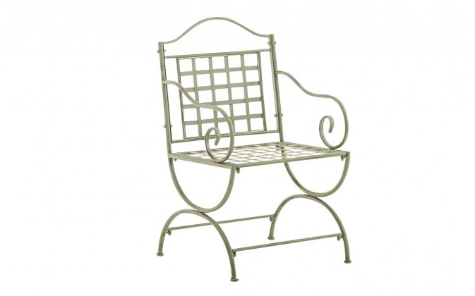 fotel z podłokietnikami retro stal zielony antyk metaloplastyka