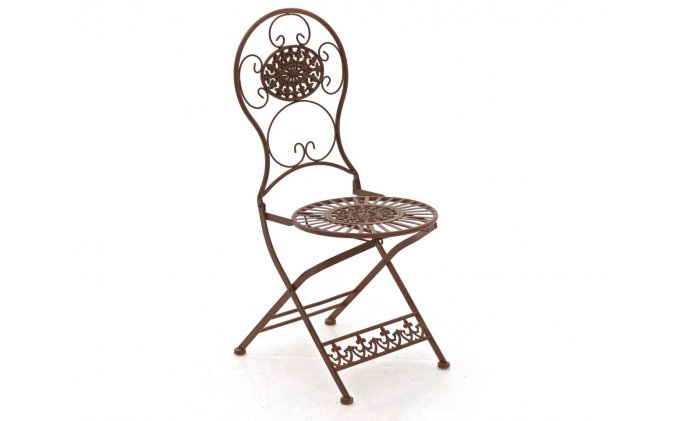 Składane krzesło metaloplastyka MACAYA brązowy antyczny