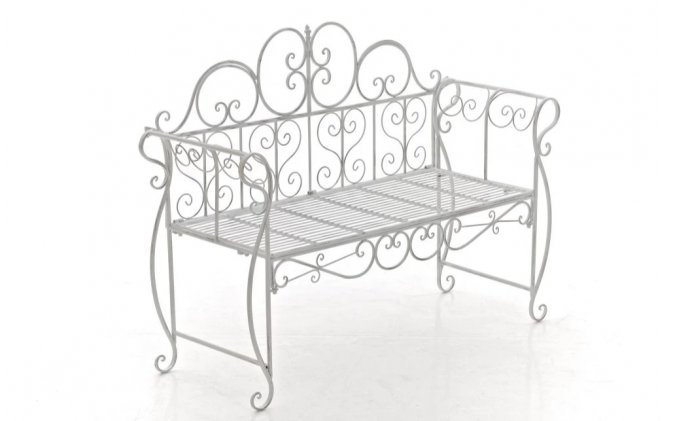 ławka ogrodowa metaloplastyka retro kuta biały antyczny
