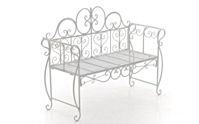 ławka ogrodowa metaloplastyka retro kuta biały antyczny