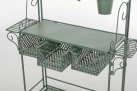 Kwietnik wysoki składany retro SARRA metalowy szuflady ZIELONY PATYNOWANY