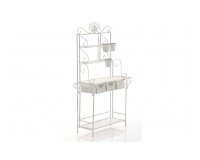 Regał kwietnik prowansalski SARRA metalowy postarzany patynowy BIAŁY ANTYCZNY