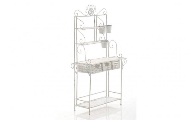 Regał kwietnik prowansalski SARRA metalowy postarzany patynowy BIAŁY ANTYCZNY