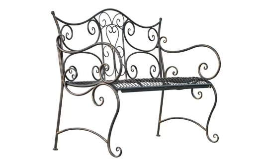 Rustykalna ławka metalowa metaloplastyka TAMACA kolor brąz metaliczny