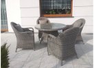 Komplet stołowy na taras BOLONIA okrągły stół 110 cm technorattan SZAROPOPIELATY