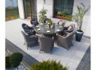 Meble ogrodowe dla 8 osób okrągły stół 180 cm klasyczne fotele