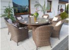 Okrągły stół ogrodowy technorattanowy 150 cm BOLONIA i 6 foteli klasyczne kolor BRĄZOWOSZARY