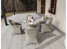 Zestaw mebli stołowych ogrodowych BOLONIA okrągły stół 130 cm technorattan SZAROPOPIELATY