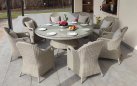 Zestaw mebli stołowych ogrodowych BOLONIA okrągły stół 130 cm technorattan SZAROPOPIELATY
