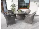 Komplet stołowy na taras BOLONIA okrągły stół 110 cm technorattan SZAROPOPIELATY