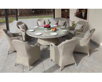 Zestaw mebli stołowych ogrodowych BOLONIA okrągły stół 130 cm technorattan SZAROPOPIELATY