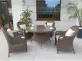 Okrągły stół ogrodowy technorattanowy 110 cm BOLONIA i 4 fotele klasyczne kolor BRĄZOWOSZARY