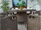 Okrągły stół ogrodowy technorattanowy 150 cm BOLONIA i 6 foteli klasyczne kolor BRĄZOWOSZARY