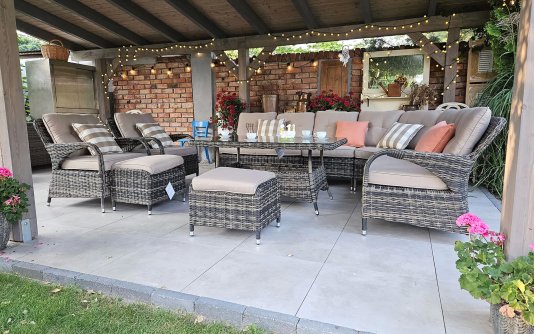 Meble ogrodowe narożnik z technorattanu PEREIRA szarobrązowy