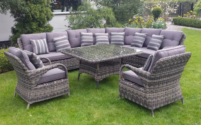 zestaw mebli wypoczynkowych Pereira szarobrązowy technorattan zestaw mebli wypoczynkowych Pereira szarobrązowy technorattan