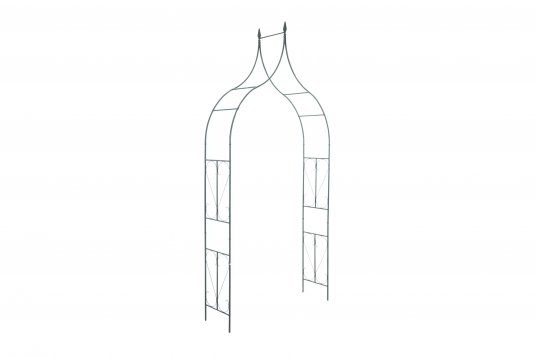 Łuk ogrodowy różany metalowy zielony z ozdobami