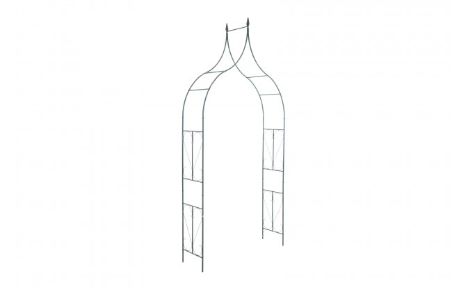 Łuk ogrodowy różany metalowy zielony z ozdobami