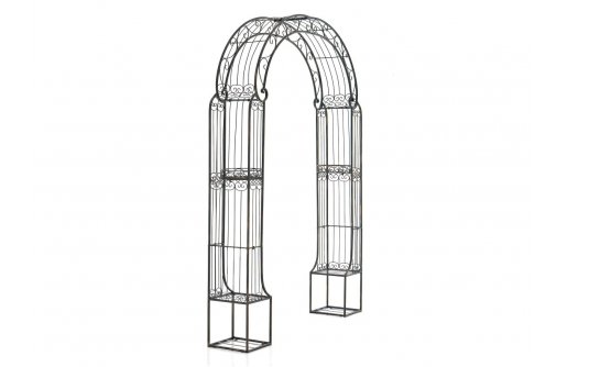 Brama z metaloplastyki łuk różany AKIPUR BRĄZ