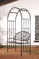 czarny łuk ogrodowa ławka metalowy