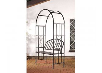 czarny łuk ogrodowa ławka metalowy