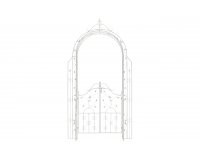 Metalowy łuk ogrodowy GRENADA z dekoracyjną bramką stalowy kolor biały antyczny