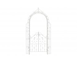 Metalowy łuk ogrodowy GRENADA z dekoracyjną bramką stalowy kolor biały antyczny