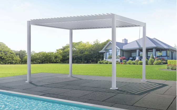 Biała pergola lamelowa 3 x 4 m aluminiowa 