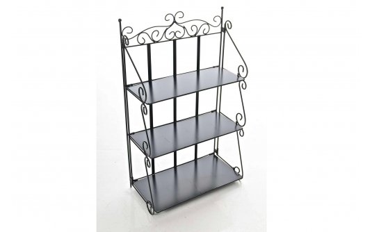 CZarna wisząca półka z metaloplastyki vintage składana WAGNER CZarna wisząca półka z metaloplastyki vintage składana WAGNER