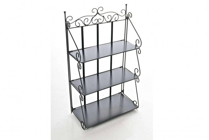 CZarna wisząca półka z metaloplastyki vintage składana WAGNER CZarna wisząca półka z metaloplastyki vintage składana WAGNER