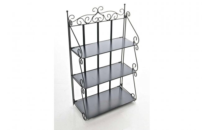CZarna wisząca półka z metaloplastyki vintage składana WAGNER